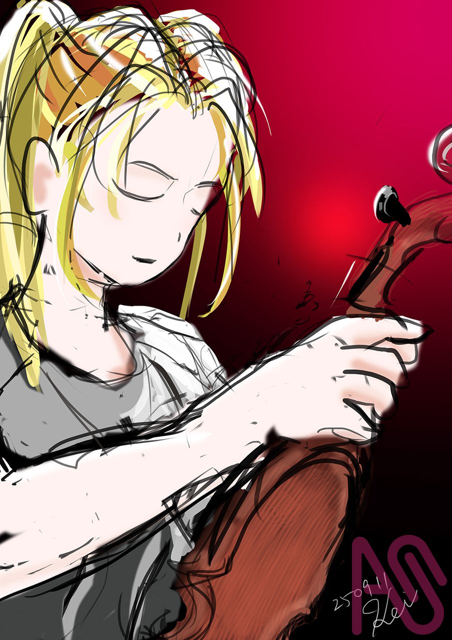 イメージトレーニング Illust of おきけい 女子高生 剣士 夜景 girl 学校 violin 楽器で暴れる