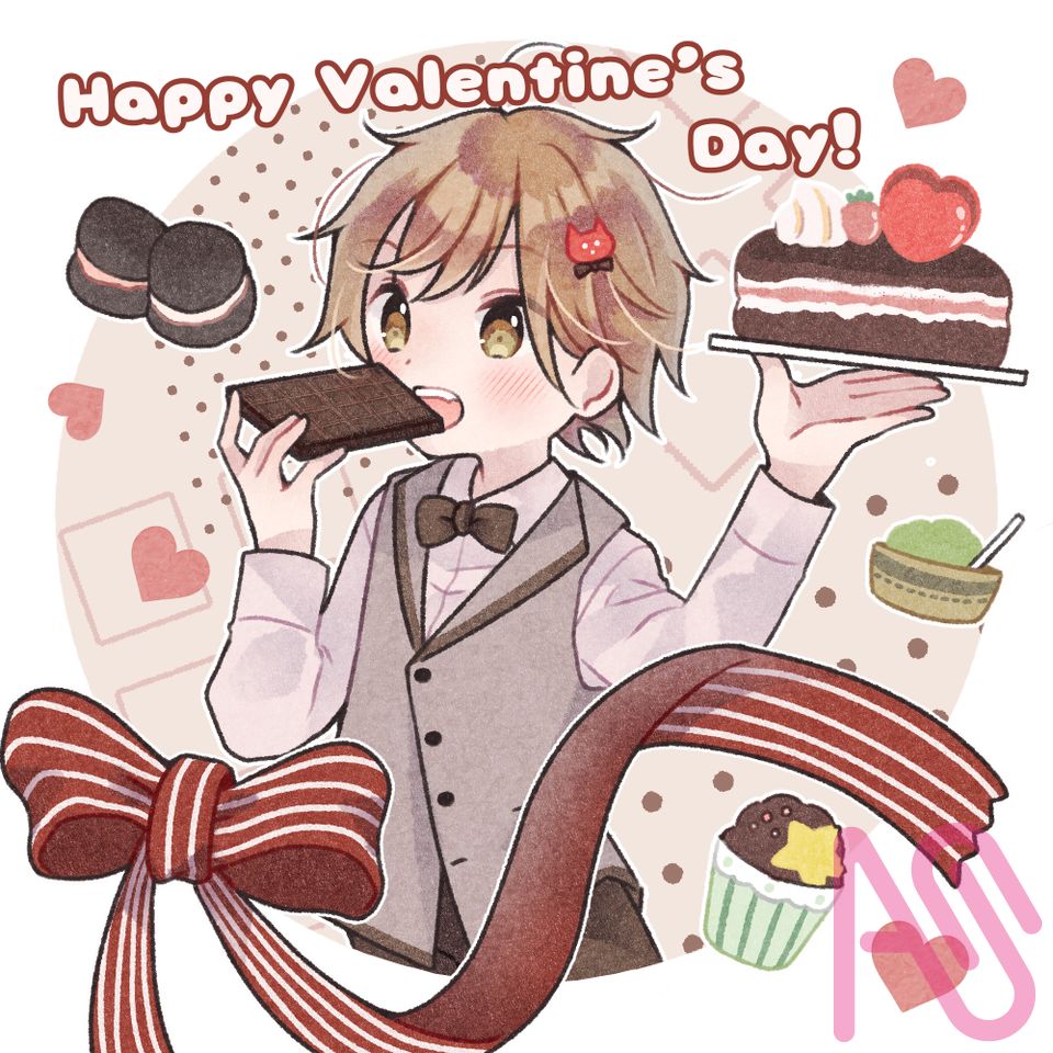 🔸2025．バレンタイン♡ Illust of シユン。 シンプル illustration ほんわか original cute boy kawaii Valentine ゆるかわ かわいい男の子