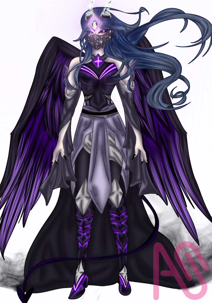 My Oc Night But in God AU (Goddess of Shadows) Illust of Lunara Night🌙 moon night wings goddess beautiful god Oc's