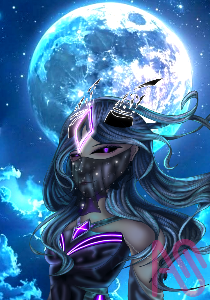 My Oc Night But in God AU (Goddess of Shadows) Illust of Lunara Night🌙 moon night wings goddess beautiful god Oc's