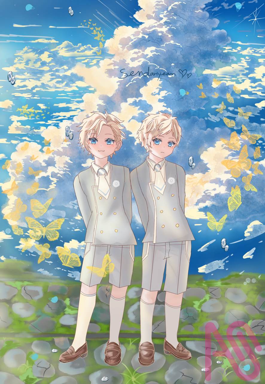 adventure ......of 2 boys  Illust of sendanyean boy clouds