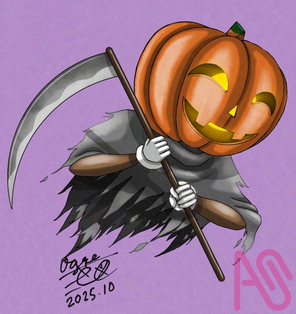 ハロウィンの魔女ー蕪と南瓜のジャックオーランタン Illust of 大賀　三芭図（tachibanafactory） お菓子 witch moon かぶ Halloween 10 カボチャ ジャックオーランタン 10月31日 秋の創作クラスタフォロー祭り