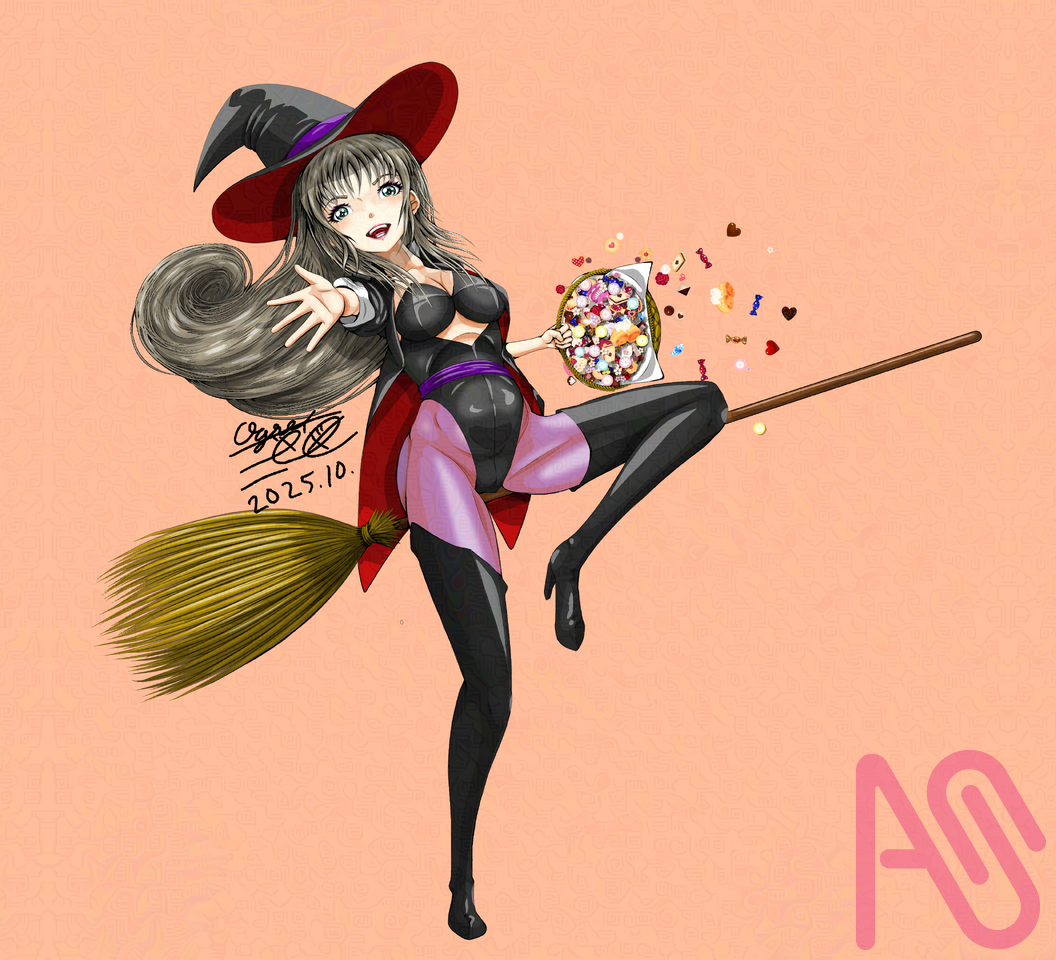 ハロウィンの魔女ー蕪と南瓜のジャックオーランタン Illust of 大賀　三芭図（tachibanafactory） お菓子 witch moon かぶ Halloween 10 カボチャ ジャックオーランタン 10月31日 秋の創作クラスタフォロー祭り