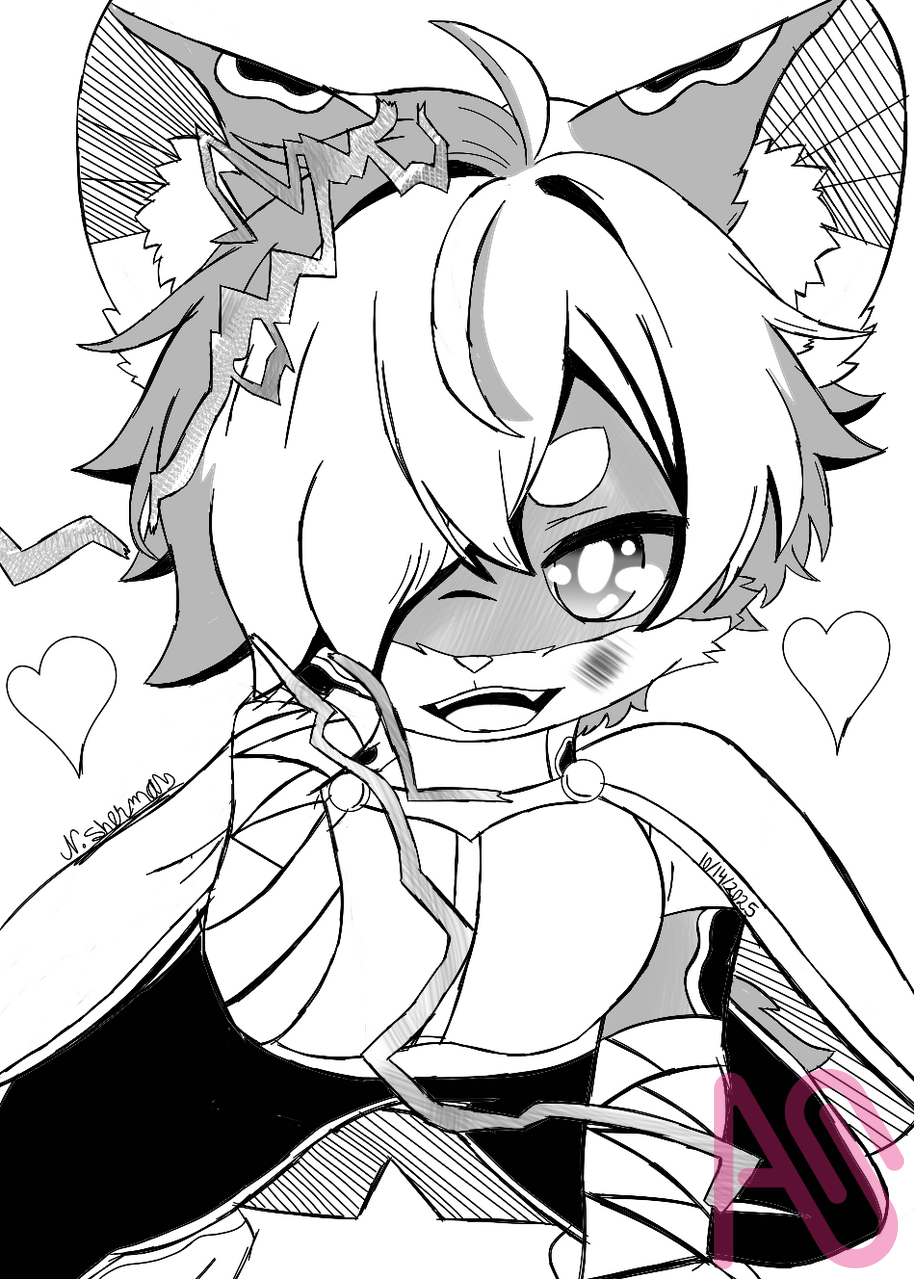 Thresha Yamanashi's cute face  Illust of Navaree sherman cat anime digital oc snowleopard kawaii digitaldrawing mangaart anthrofurry