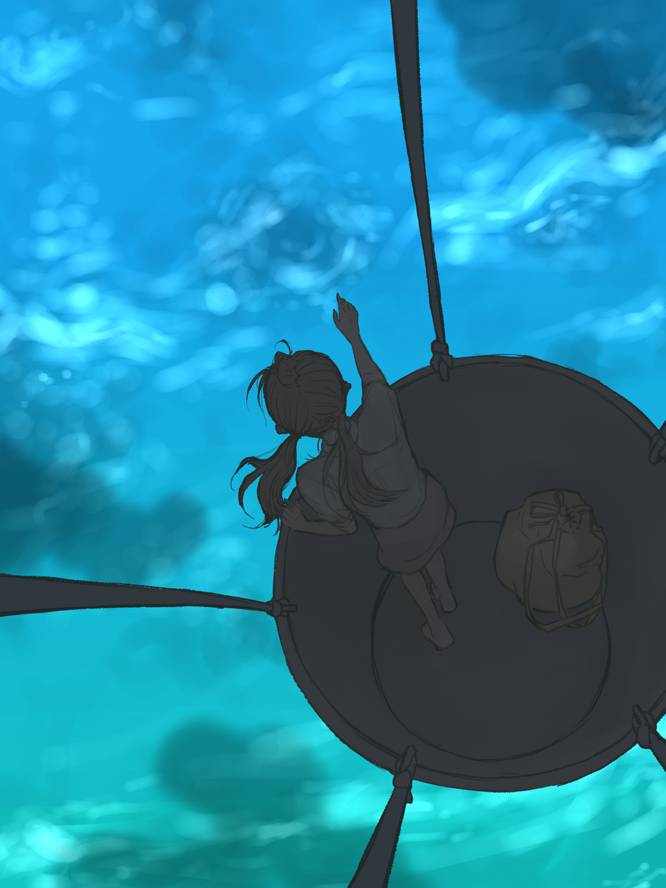 from John Park - Falling Illust of ggirook girl medibangpaint Ocean sea Hotairballoon