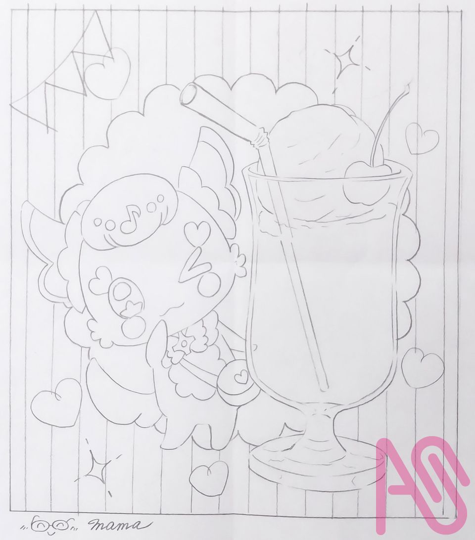 キラッキランランなクリームソーダ、どうぞプリ😉🎶 Illust of メガネmama fanfic Copic illustration PrettyCure kawaii background analog クリームソーダ キミとアイドルプリキュア♪ プリルン