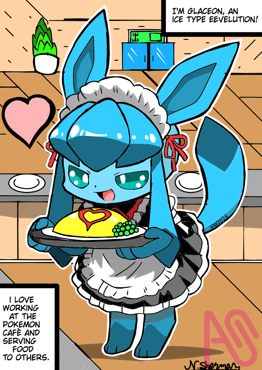 Pokèmon Cafè Glaceon( Pokèmon Series) Illust of Navaree sherman anime digital oc pokemon kawaii digitaldrawing eeveelution glaceon anthrofurry NoAI