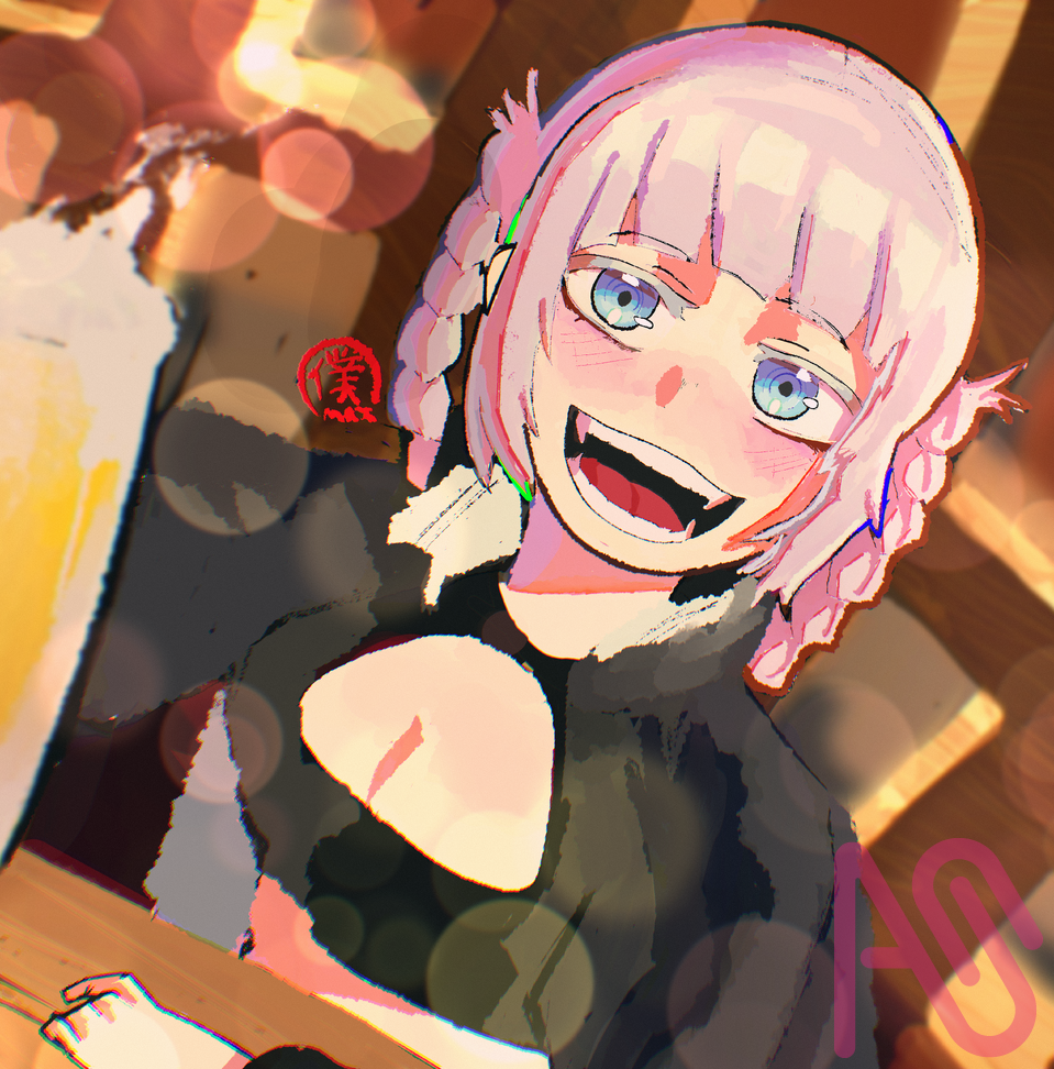 Nanakusa(call of the night) 七草(よふかしのうた) Illust of maxplusart fanart blue art anime yellow red green callofthenight 居酒屋 酒