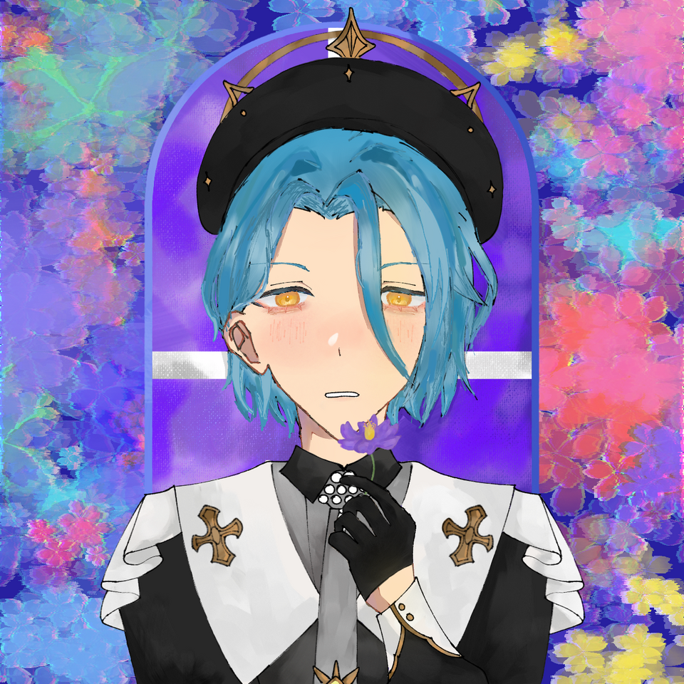 HiMERU Illust of Atabus boy EnsembleStars purple flower enstars ibispaint HiMERU
