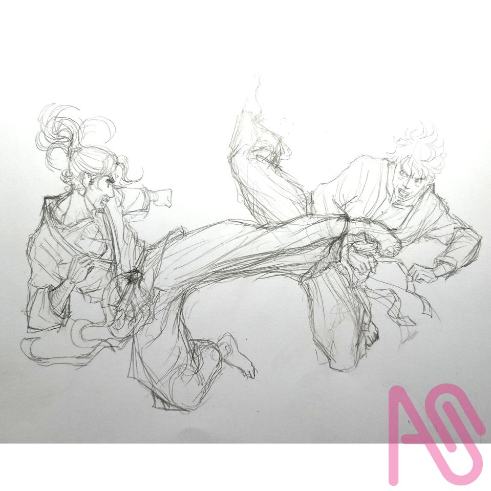 Martial Arts illustration Illust of DartC illustration art anime character manga fight digitalpainting handdrawn scene