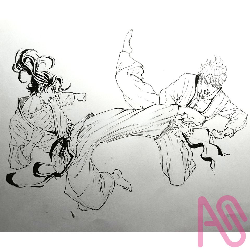 Martial Arts illustration Illust of DartC illustration art anime character manga fight digitalpainting handdrawn scene