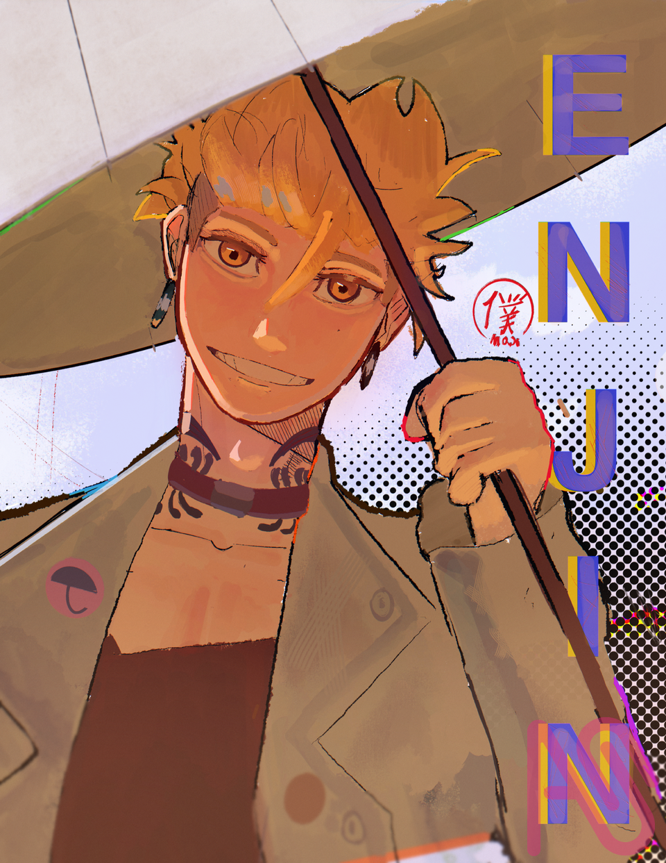 Enjin (gachiakuta)エンジン(ガチアクタ Illust of maxplusart fanart blue 男 エンジン drawing art anime yellow red ガチアクタ