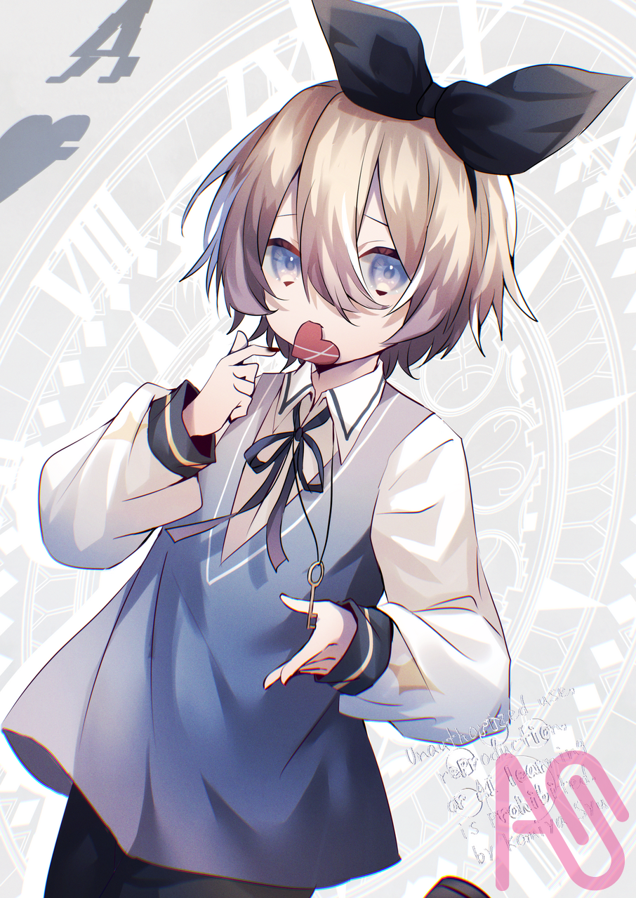 少年アリス Illust of 狐巳夜 painting 一次創作 ショタ art boy Artwork ribbon