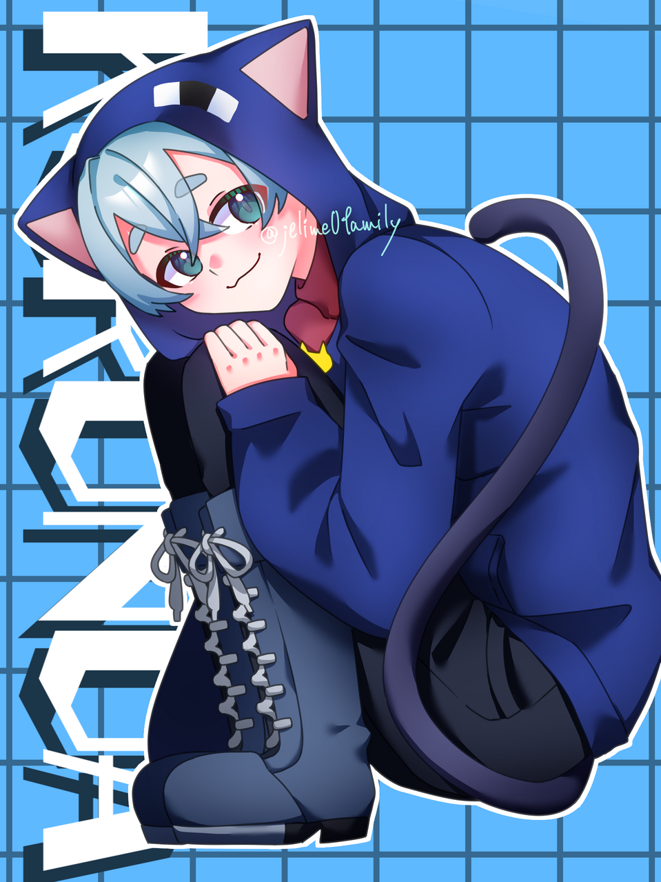 KURONOA Illust of SKUT_幸葉 実況者 Minecraft blue illustration digital boy kawaii クロノア 日常組