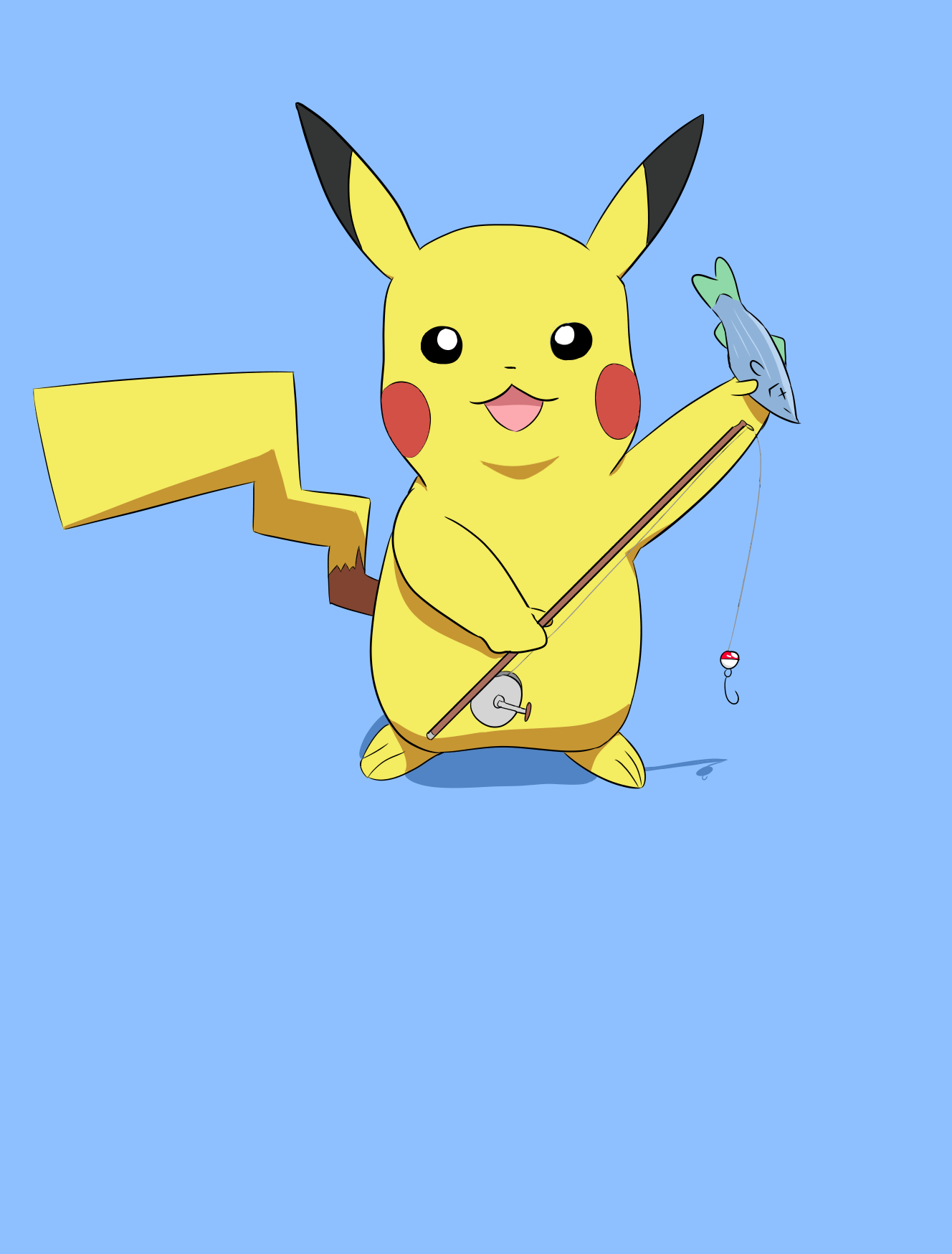 Pikachu goes fishing flamang0s Illustrations ART street
