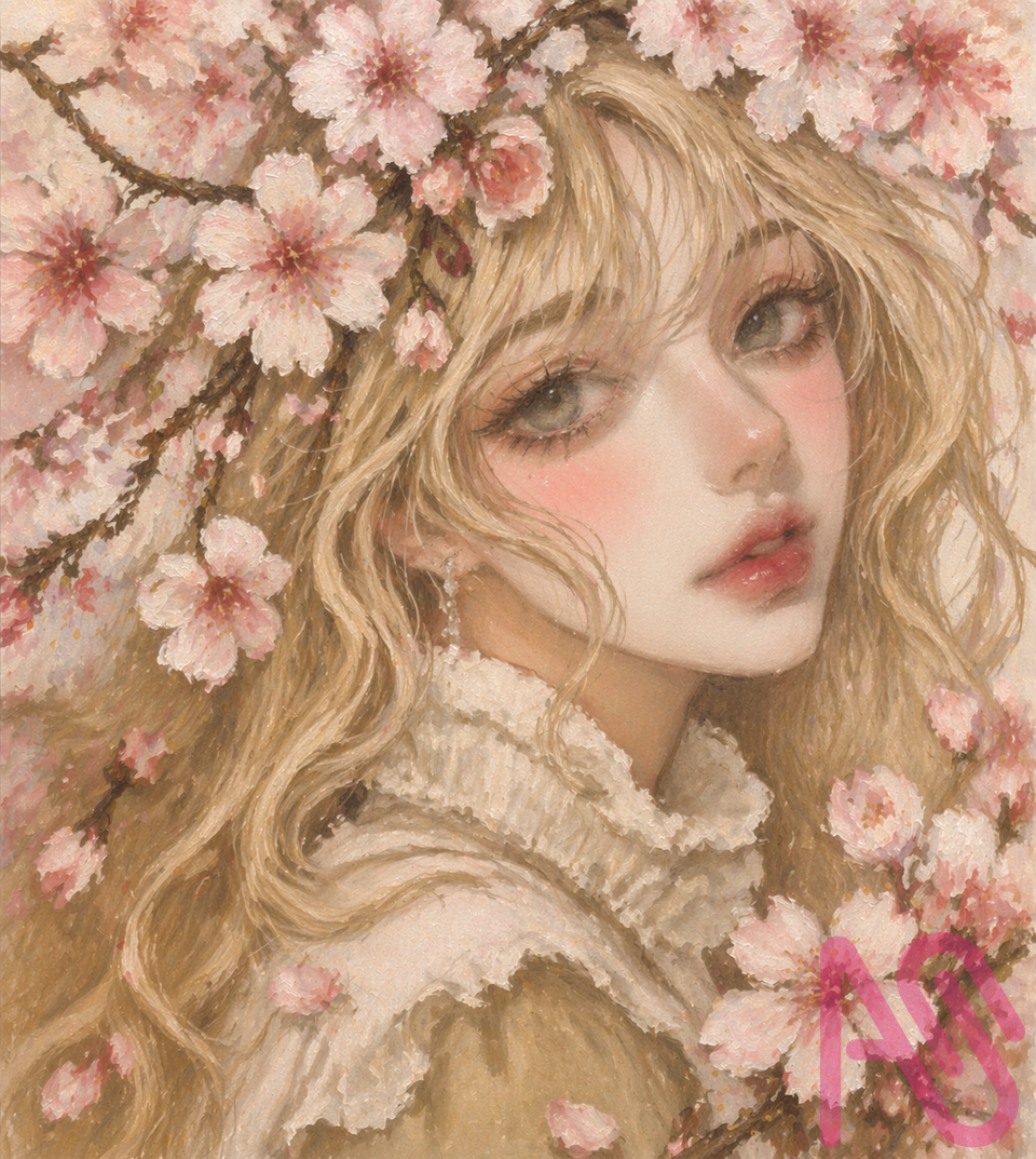 Cherry Blossom Girl  Illust of Katerina CherryBlossomIllustrationCampaign girl contest flowers digitalpainting ContestEntry blondehair