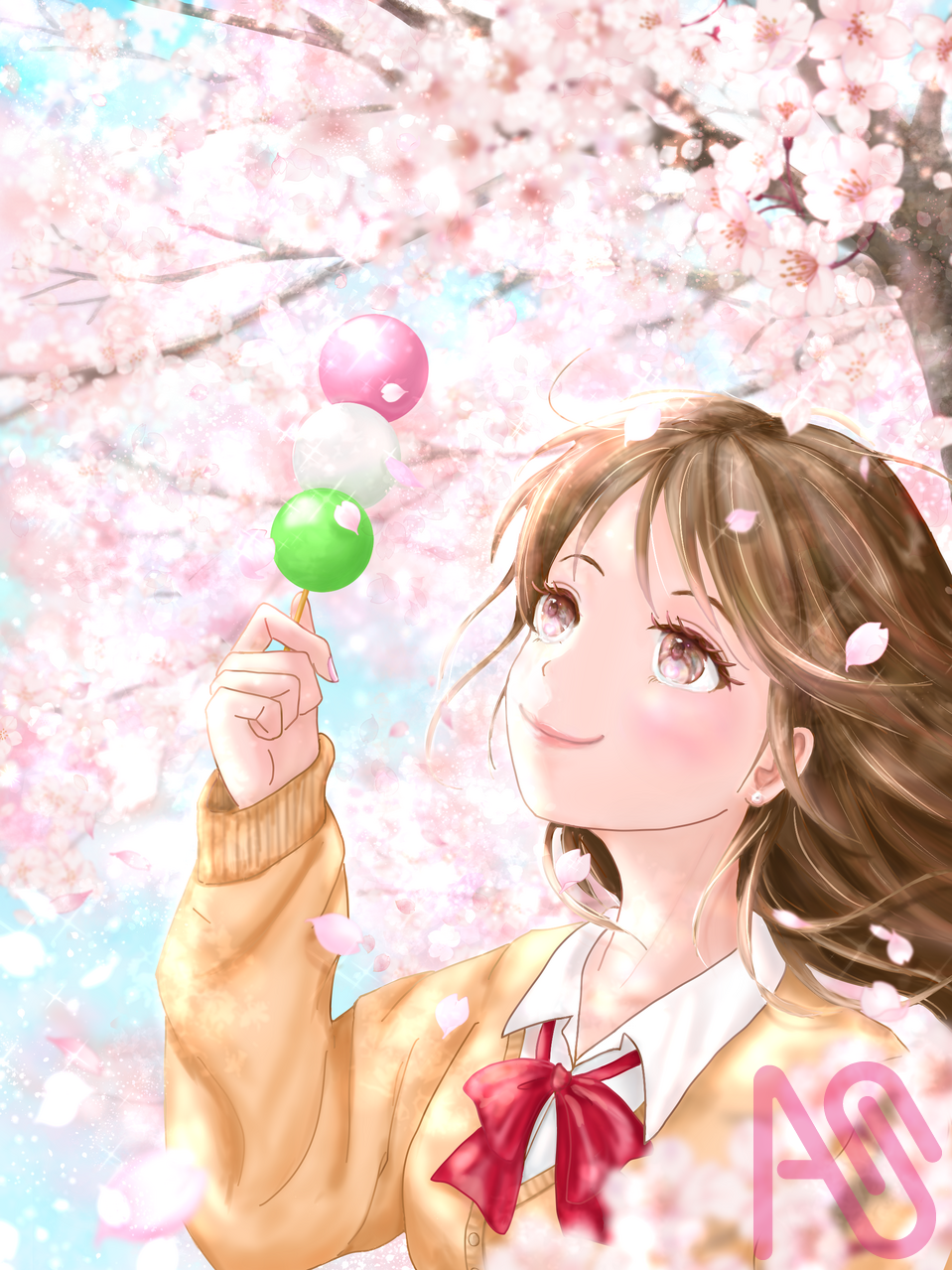 お団子日和🍡 Illust of あやち 〜ayachi〜 CherryBlossomIllustrationCampaign girl sakura spring 団子