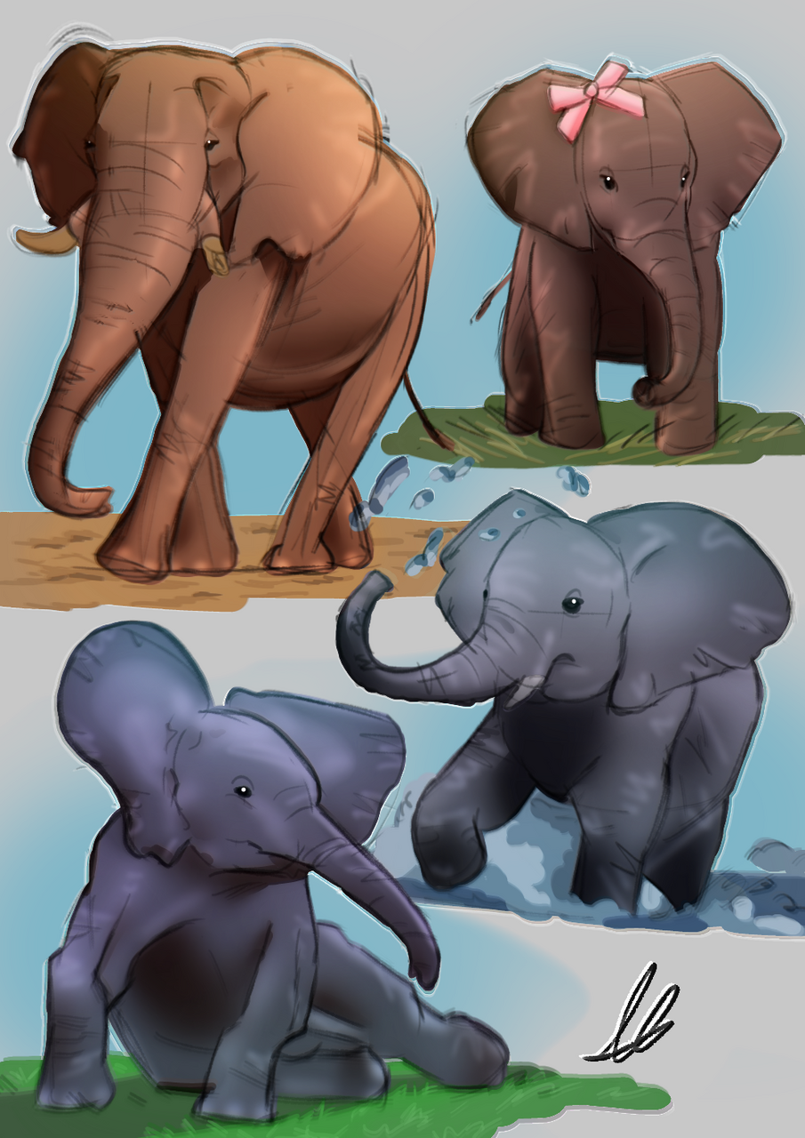ElephantsDraw By: Little_Spacy Illust of LittleSpacy painting animal fanart drawing art medibangpaint digital sweet nature elephant