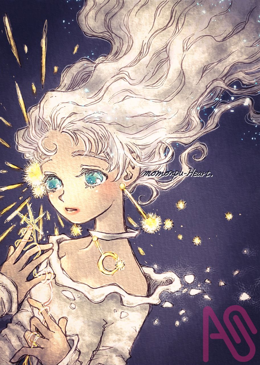 星を　創るモノ Illust of モモンプ girl sky moon illustration original fairy night oc star ファンタジーキャラ