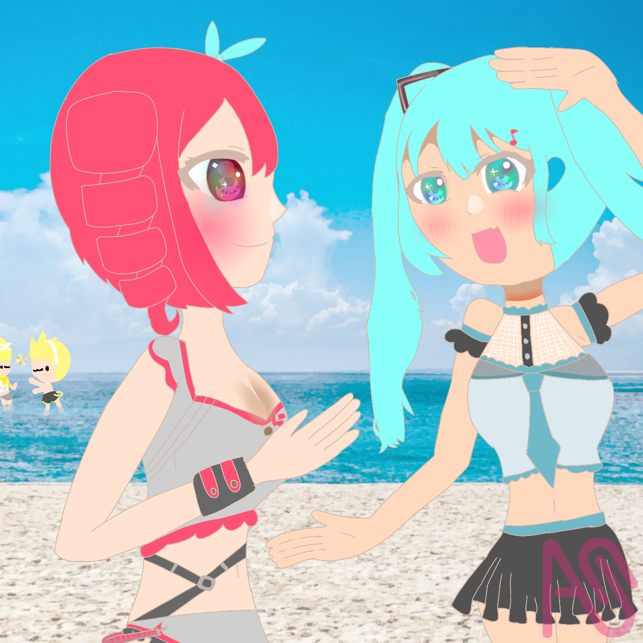 夏だ！#初音ミク#重音テト#水着 ゆきひょーろろぉる