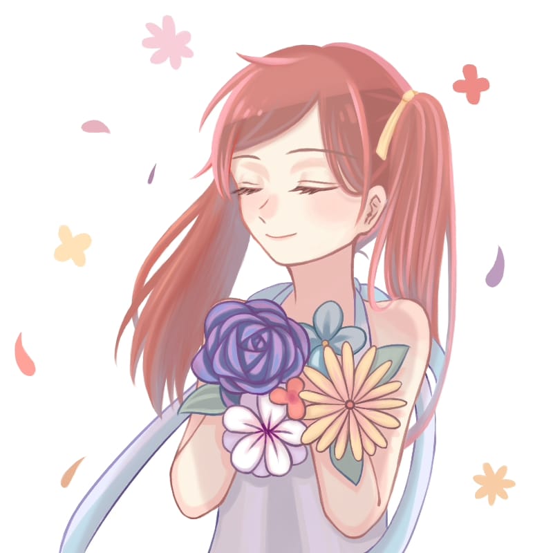 與花相襯的女孩mochi Illustrations Art Street