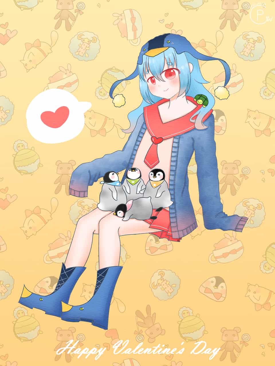 情人節快樂 ♡ 企鵝寶寶們 Illust of 企鵝w Feb2020:VDAY 情人節 Penguin 情人節快樂 企鵝寶寶