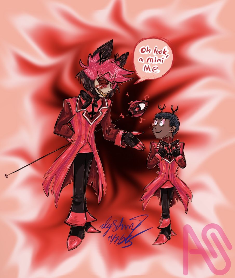 “Alastor Meeting a Little Friend”  Illust of LKMr.Raz medibangpaint digital digitalillustration HazbinHotel Alastor HazbinHotelFanart AlastorHazbinHotel ForaFriend