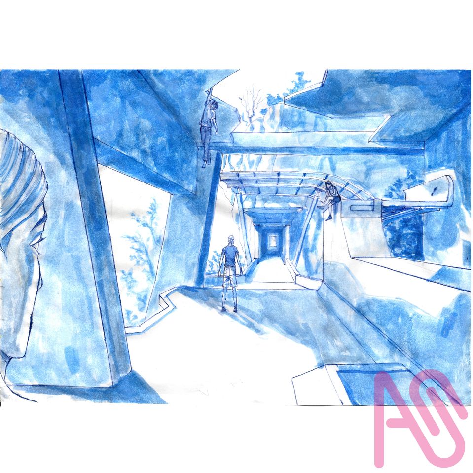 2025 Ink perspective  Illust of DartC illustration art anime manga ink background handdrawn scene