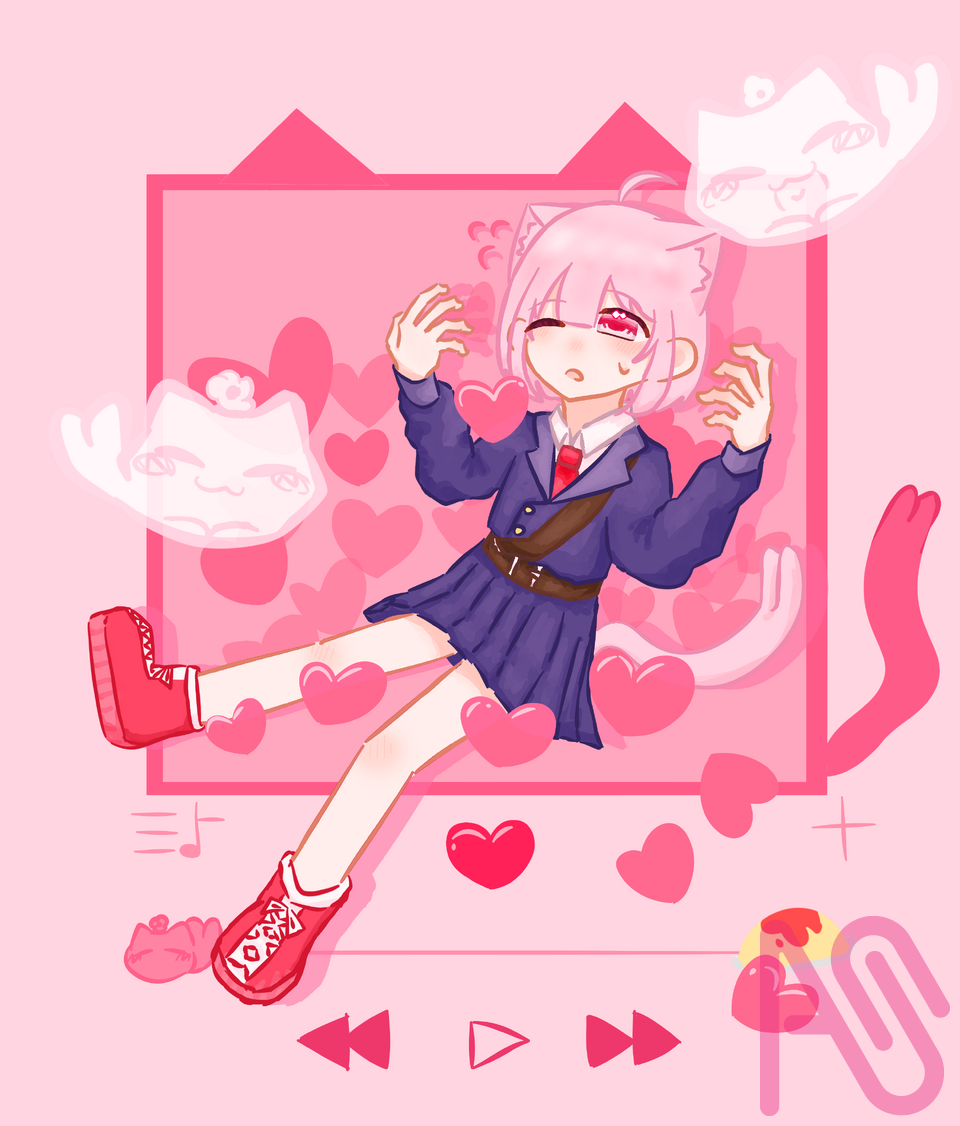 いいねが溢れてる！ Illust of さくらもち cat pink digital heart 下手でごめんね 下手じゃ無いです
