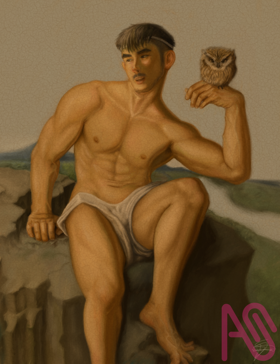 Soft Flesh and The Unimpressed Owl  Illust of licherionijiro (リチェリオ・ニジロ) oc owl vintage classicalpainting licherio