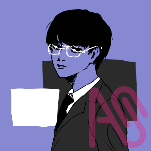 専用　手描きイラスト　原画　墨絵　水墨画　メガネのスーツ男子　オリジナル 専用 手描きイラスト 原画 墨絵 水墨画 メガネのスーツ男子