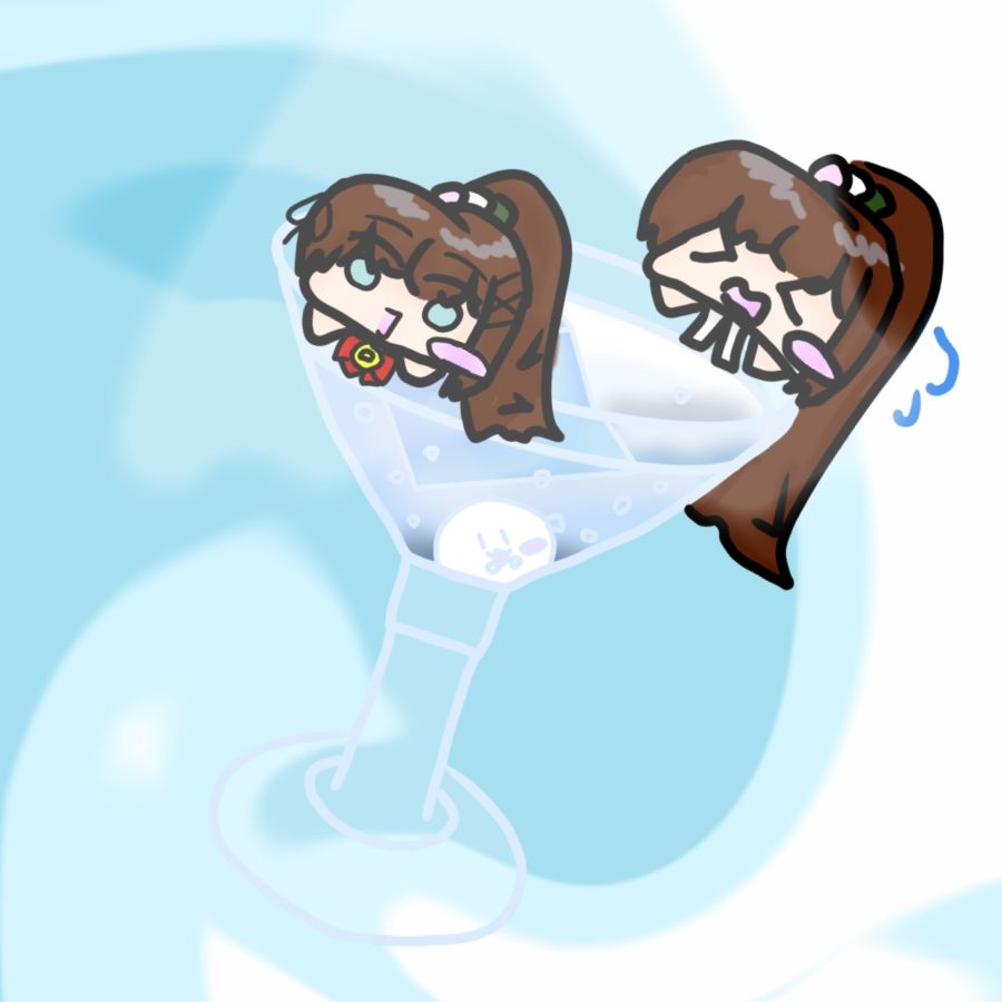 𝒸ℴ𝒸𝓀𝓉𝒶𝒾𝓁 Illust of 三色団子(いつき) girl chibi cute drink cocktail カクテル 代理 🍸 三色アート 100日チャレンジ🍡