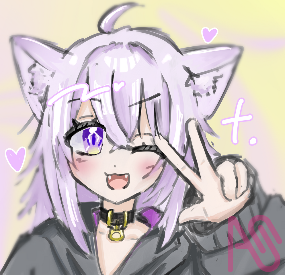 猫又おかゆ様！描いてみた💖 Illust of 🍫輝餅 ちょこ🎀＠代選~１/３１まで✨ girl impasto 厚塗り練習 メディバンペイント kawaii virtual_YouTuber hololive