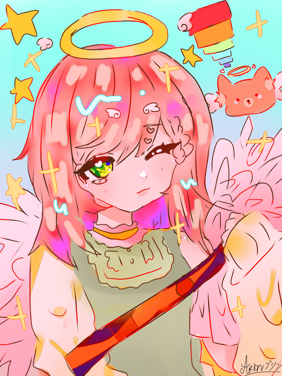 😇🌷🎀🌸 Illust of ˙✧📷☆Arinプリン🍮‧₊˚☆ pink cute kawaii star redraw