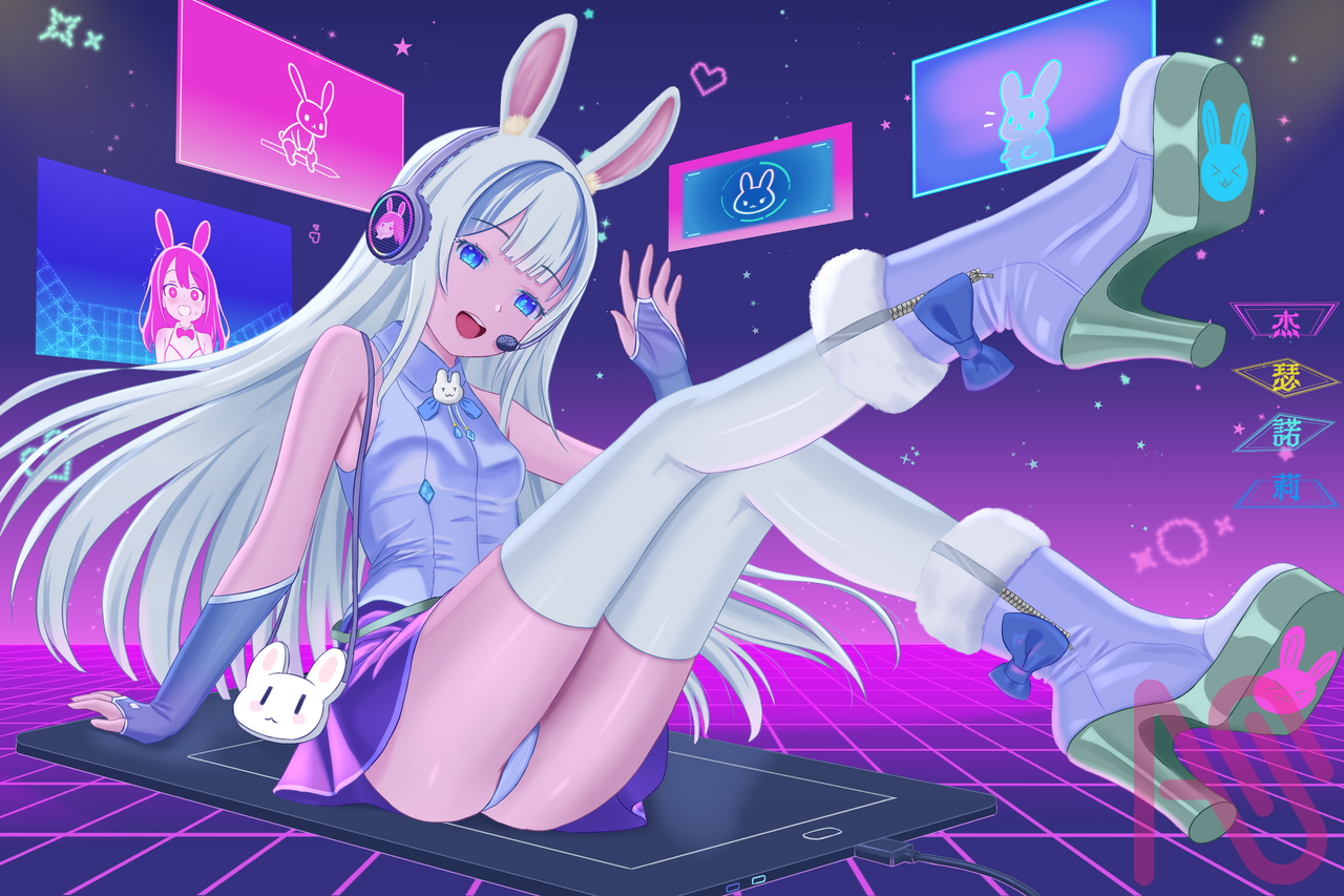 冰晶兔 Illust of 杰瑟諾莉 girl rabbit 電子 MediBangPaintPro 角色設計 兔子擬人