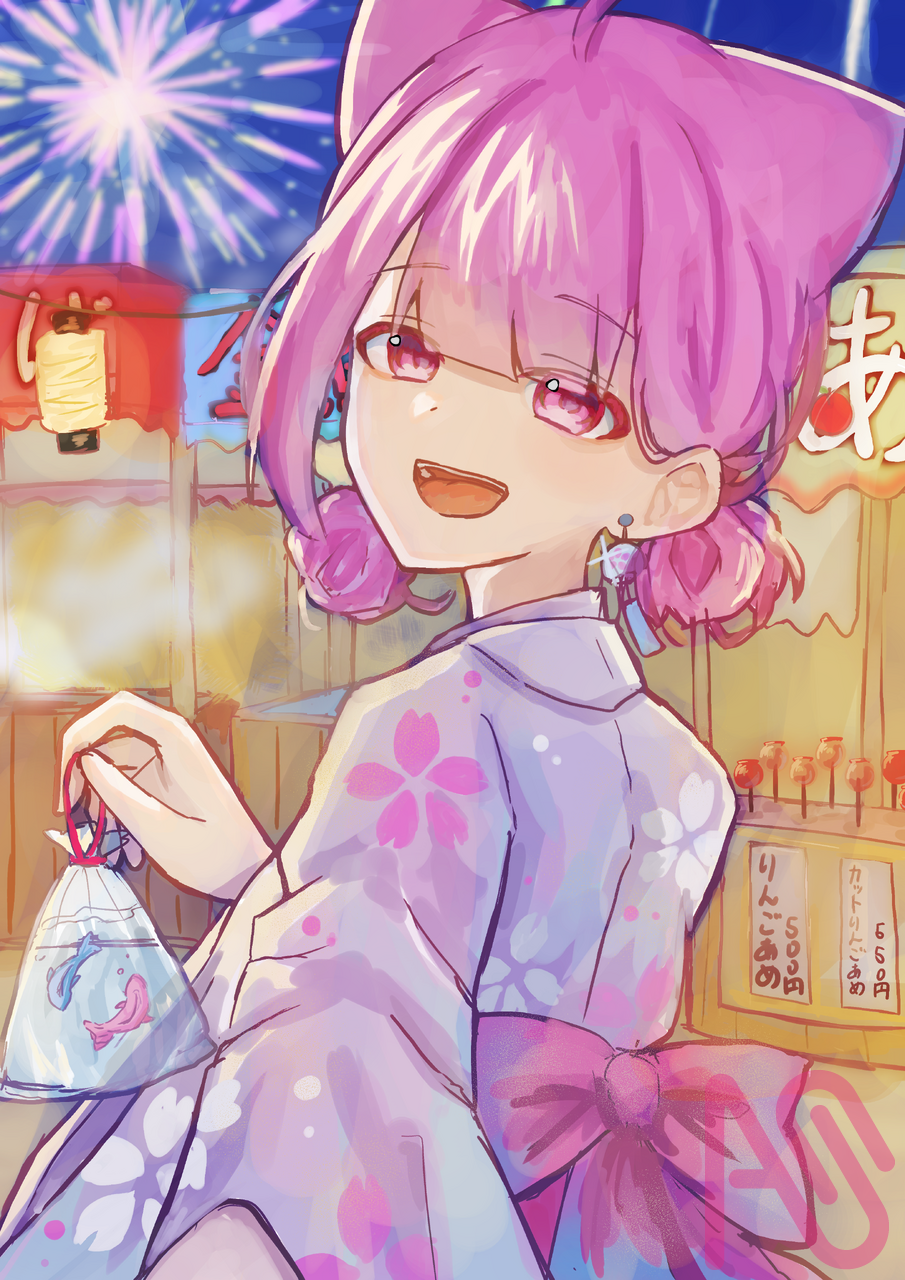 花火見に行こ Illust of 途葵 夏祭り 花火 アドバイスください さくらもちゃーと