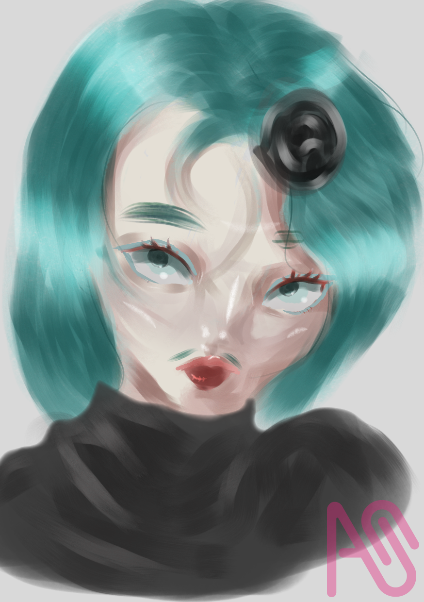 Rosé Illust of Li painting girl female funny digital oc flower gothic
