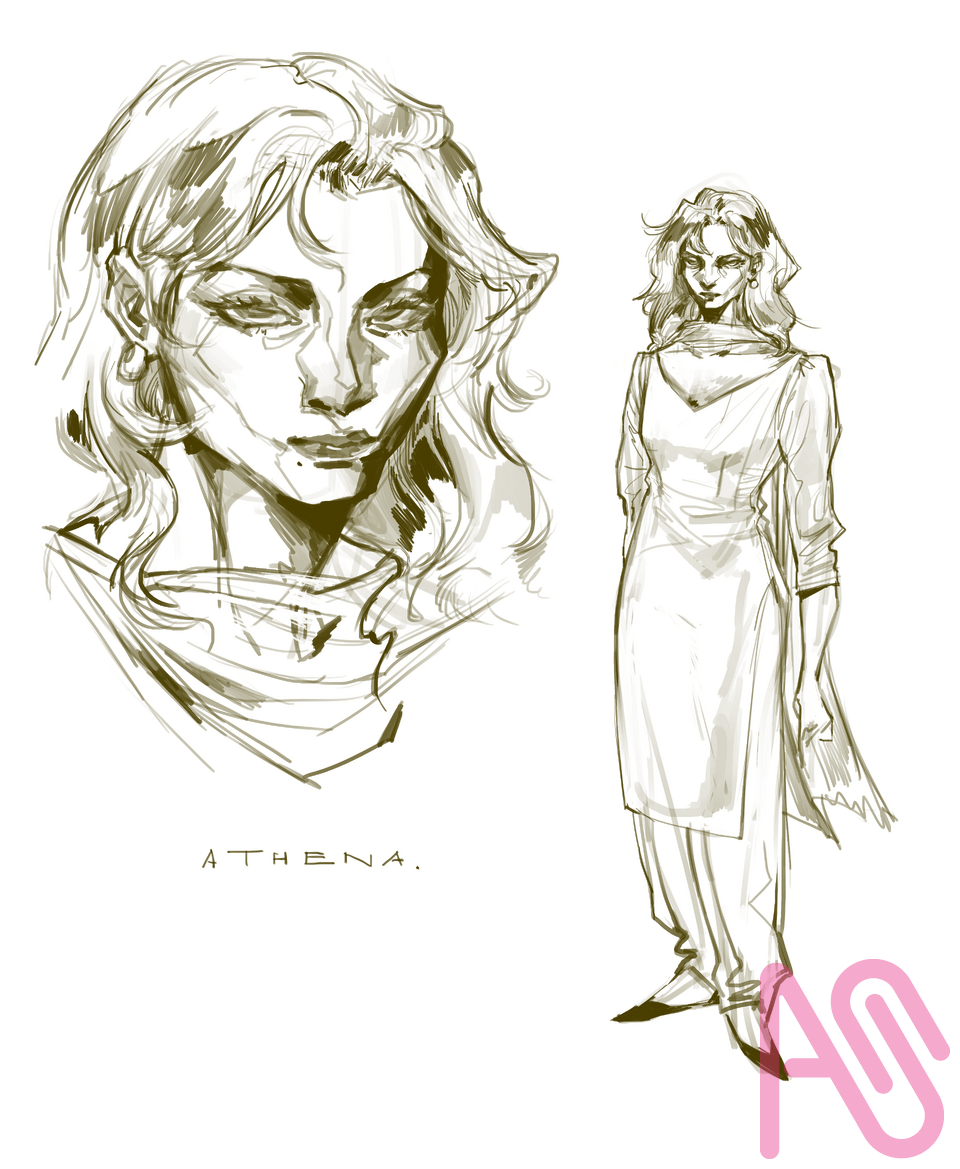 Athena sketch Illust of TorontoSleepr drawing illustration sketch digital oc beautiful ocart Athena characterart