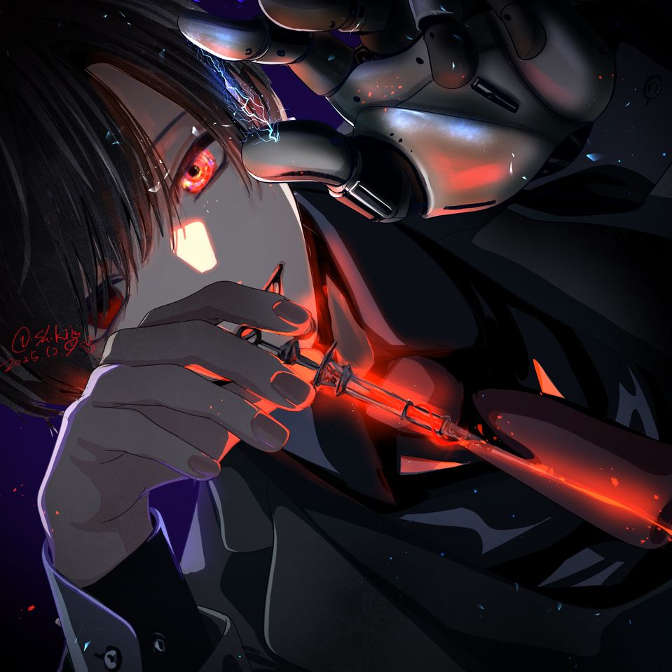 脳内戦争 Illust of Shiki illustration art original digital male boy oc red black suit