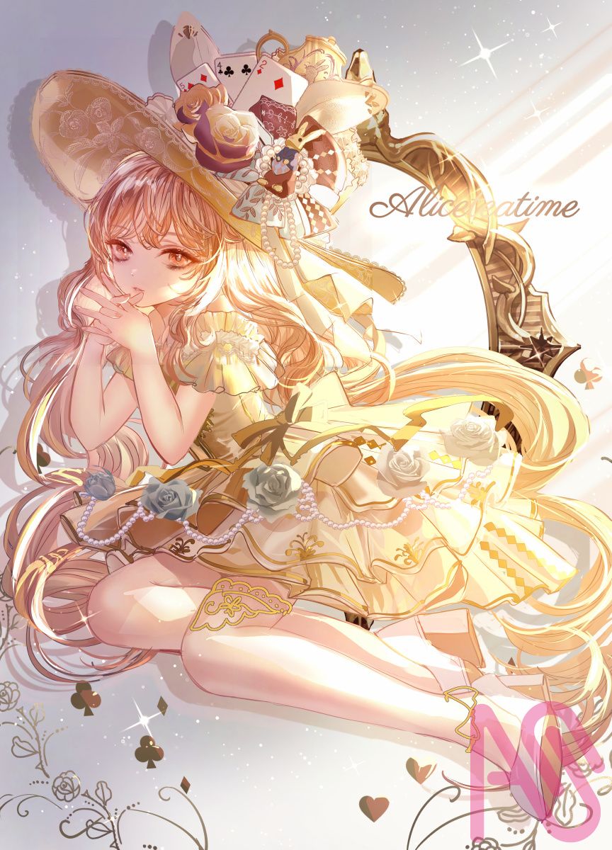 初夏のお茶会魔女～アリス魔女のティータイム～ Illust of こもりひっき🦋初書籍★メルヘンファンタジー衣装アイデアbook witch girl rabbit illustration original digital oc kawaii background Alice