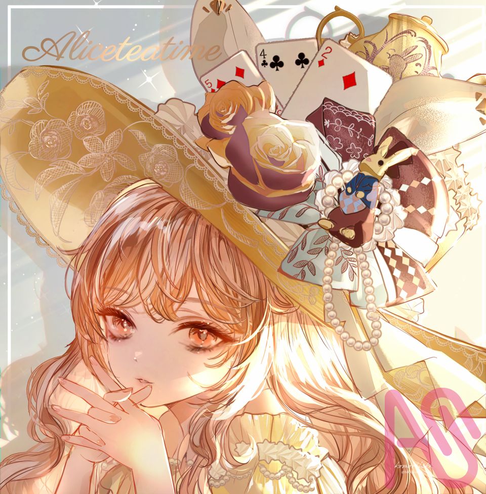 初夏のお茶会魔女～アリス魔女のティータイム～ Illust of こもりひっき🦋初書籍★メルヘンファンタジー衣装アイデアbook witch girl rabbit illustration original digital oc kawaii background Alice