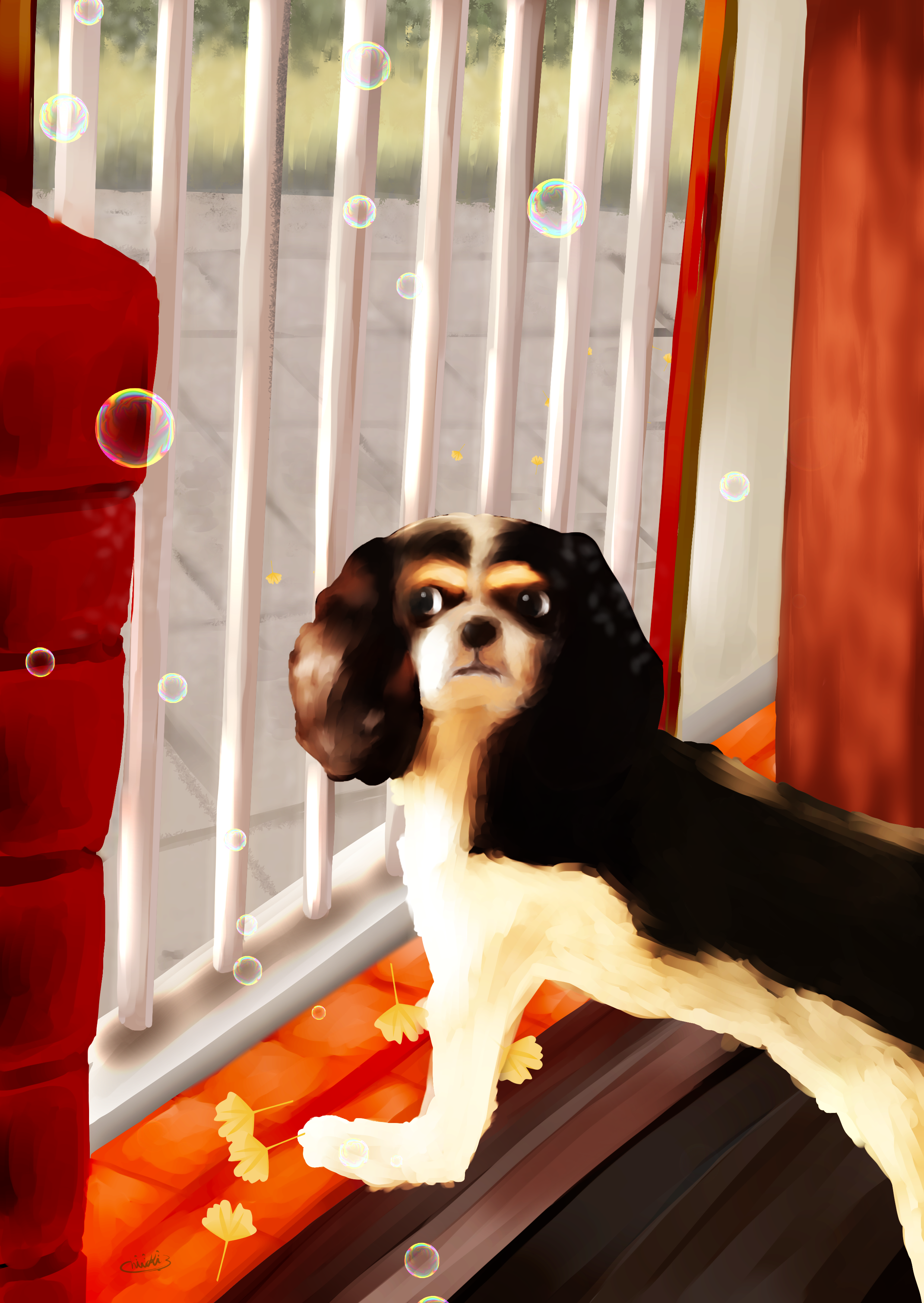 シャボン玉とマロちゃん 千秋 もふ族 イラスト Art Street アートストリート