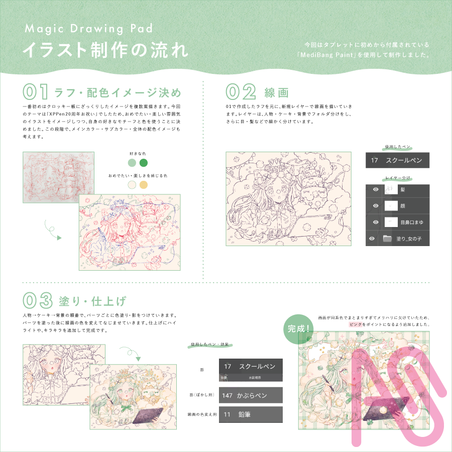 【PR】XPPen様 Illust of 緑乃 cat girl cat_ears original cake クローバー XPPen