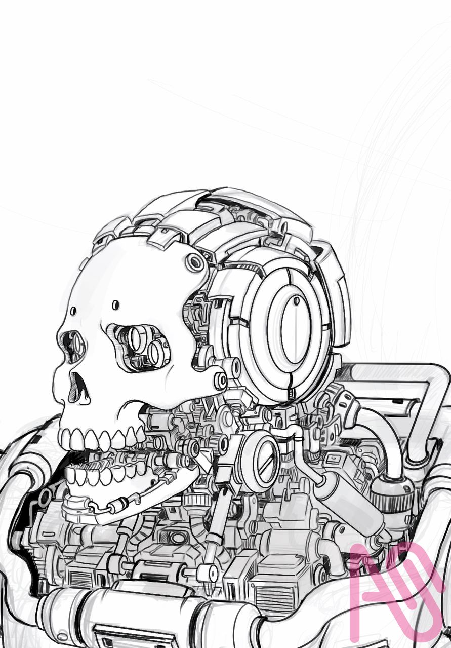 机械骷颅 Illust of BunnyCat illustration design 草圖 practice 设计 procreate 日常练习 练习作品 机械 骷颅