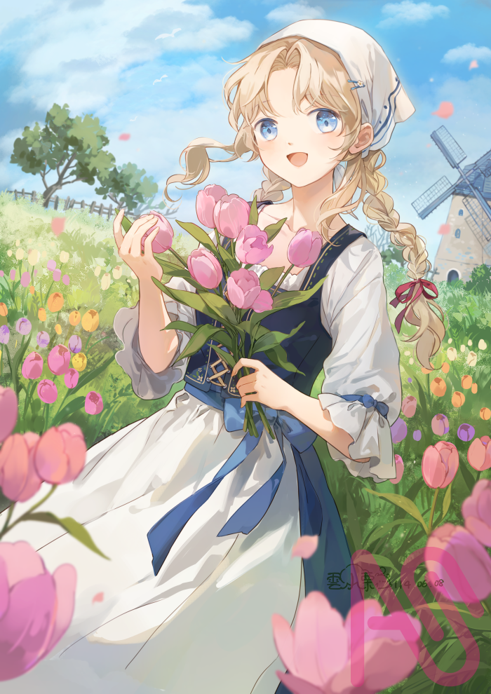 相遇 Illust of 雲小栗 girl pink original blonde flower scenery