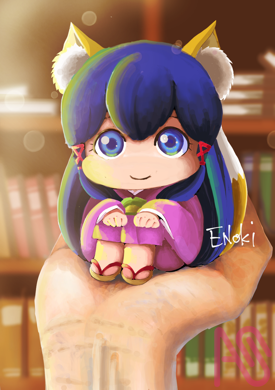 手乗り　狐っ娘ちゃん Illust of エノキ impasto illustration よその子 狐っ娘 お礼絵