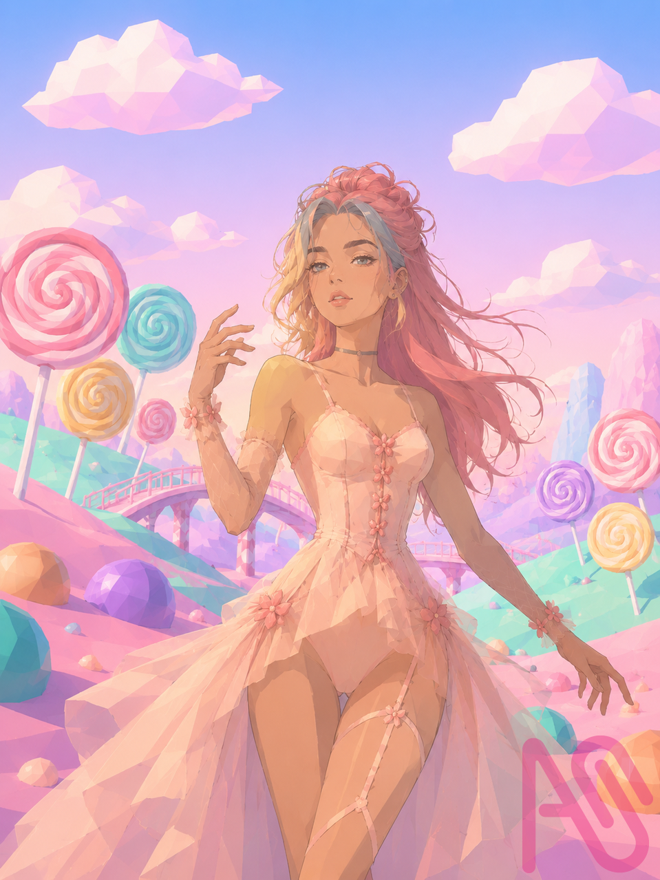 candy girl Illust of Katerina fantasy ARTstreetMonthlyIllustrationContestMayThemeCandy girl pink candy digital contest ContestEntry