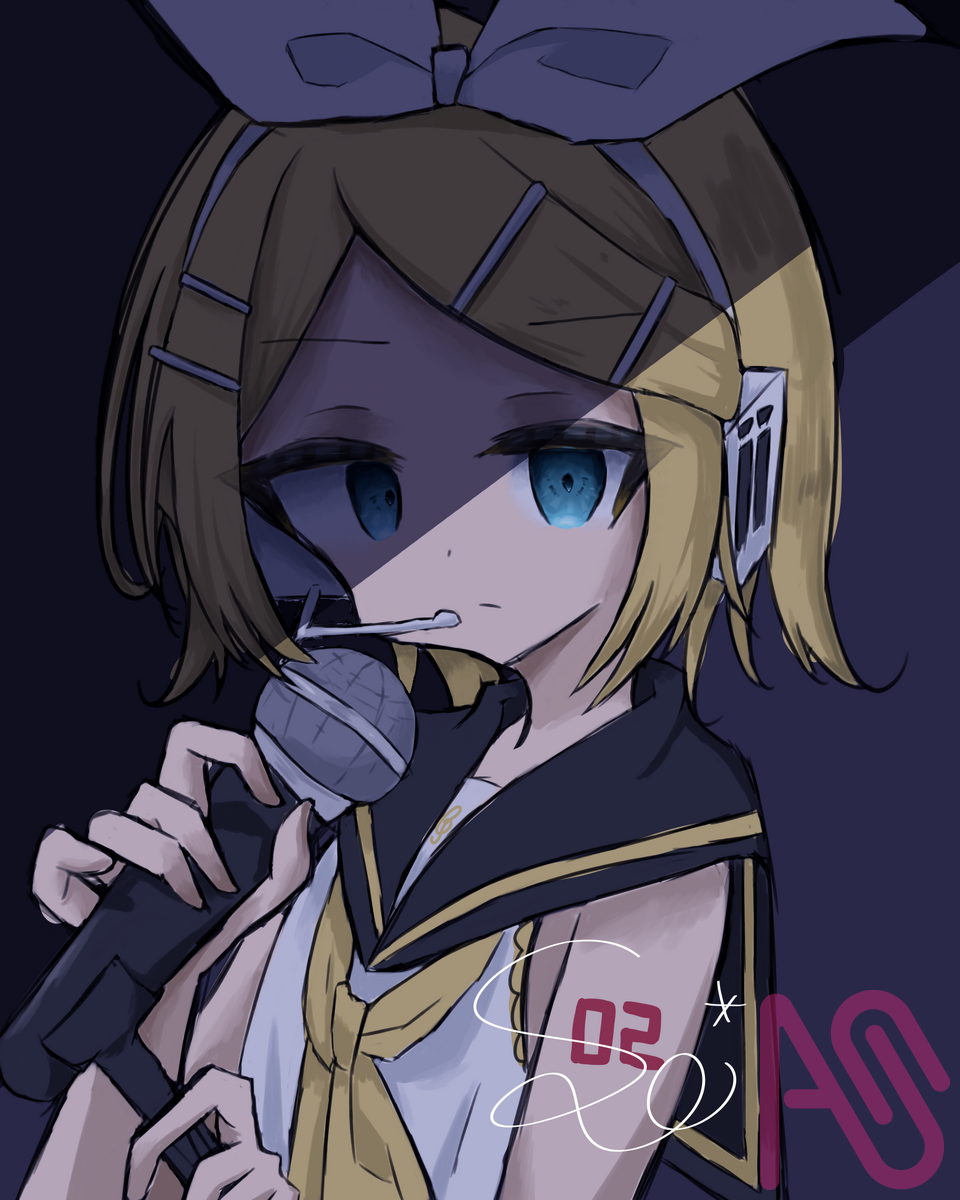 「緑のアイツにばっか構ってんね」 Illust of そい* girl Kagamine_Rin VOCALOID illustration