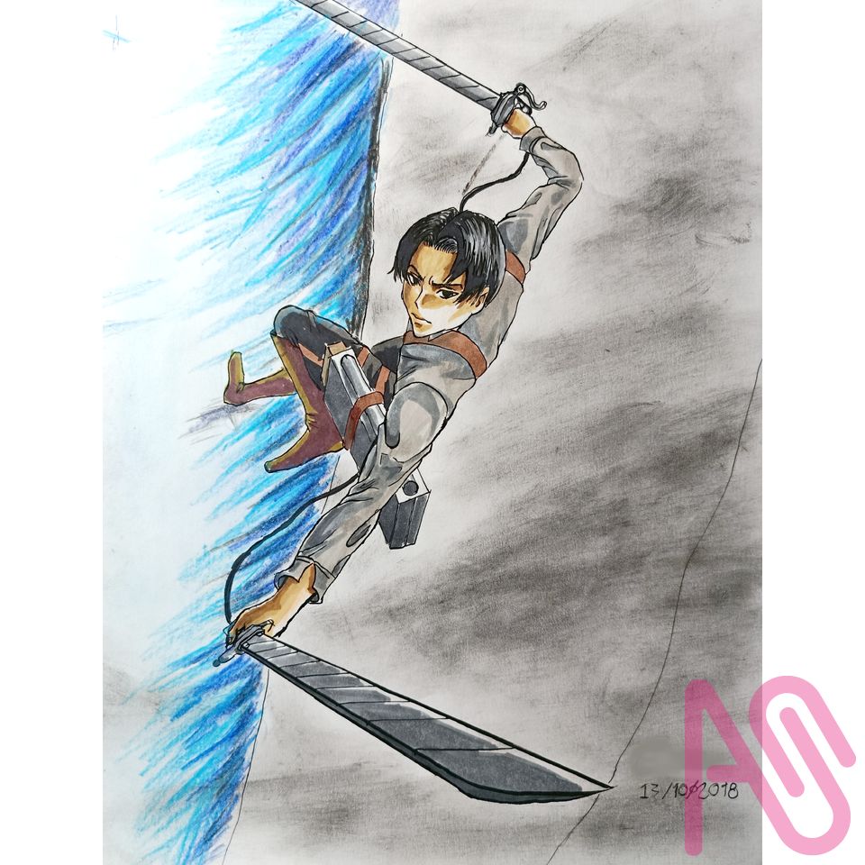 Fanart Shingeki no Kyojin 2018 Illust of DartC coloredpencil fanart illustration art anime character manga handdrawn alcoholmarkers