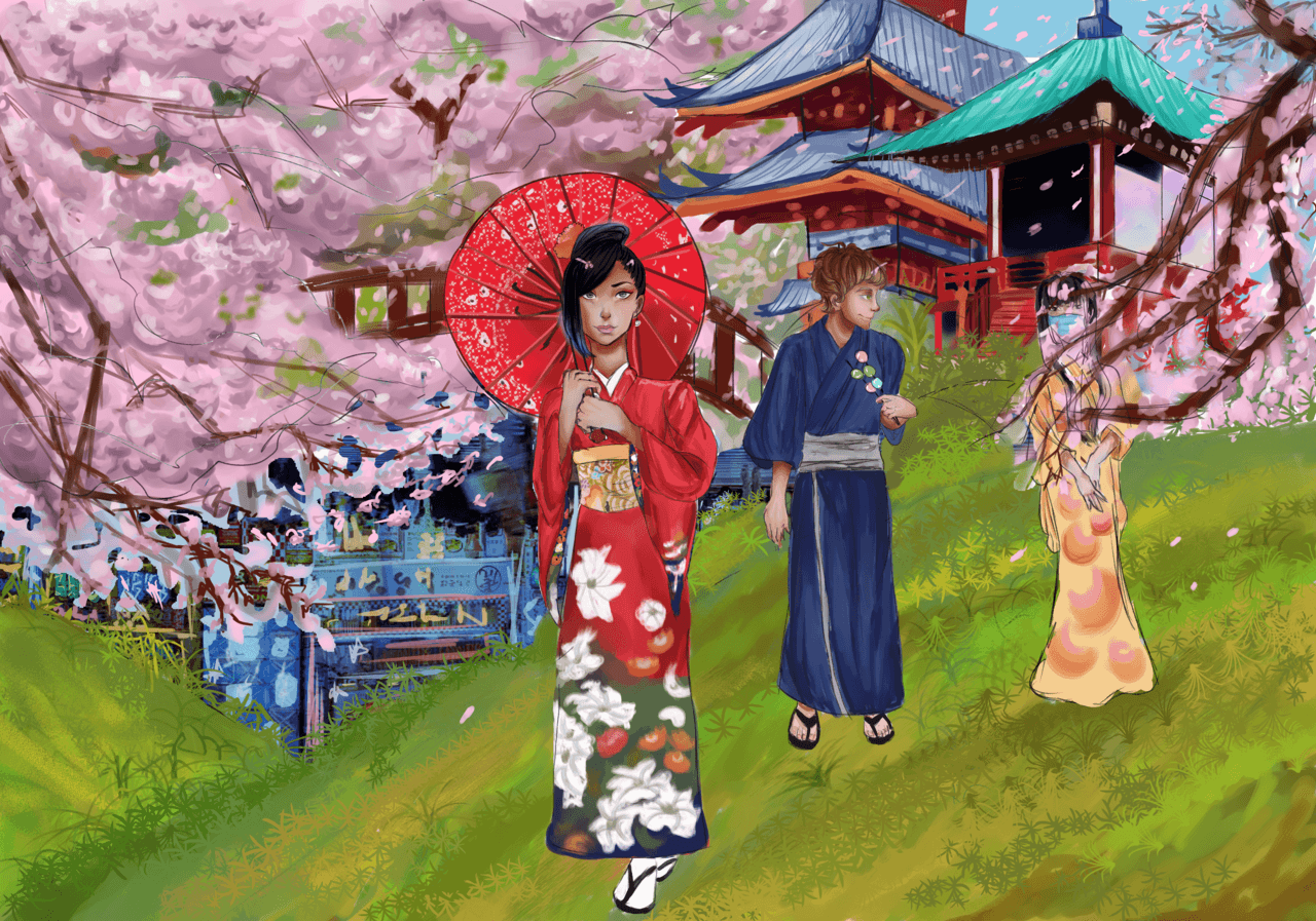 WA(Japanese culture) missmystery Illustrations ART street